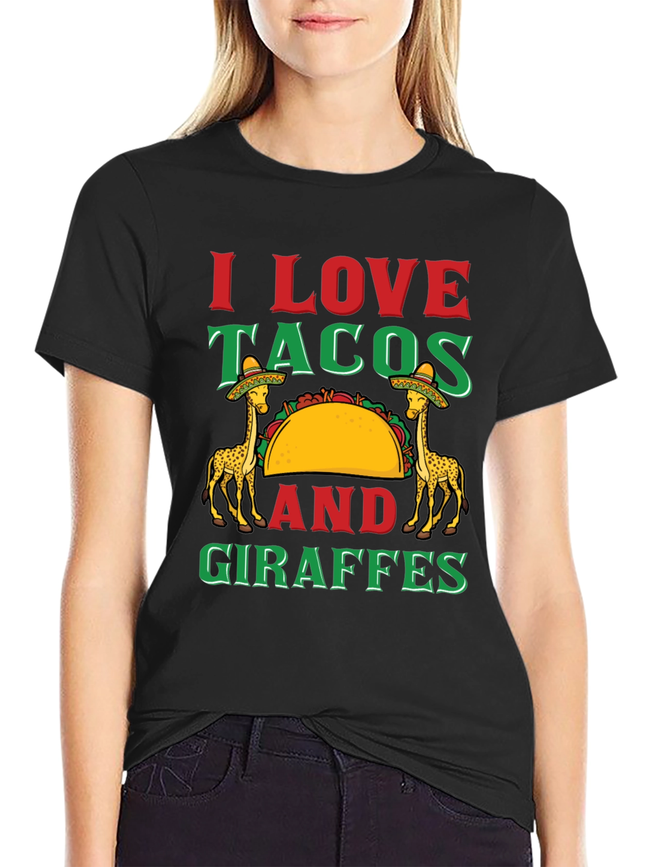 I Love Tacos and Giraffes Graphic T-Shirt