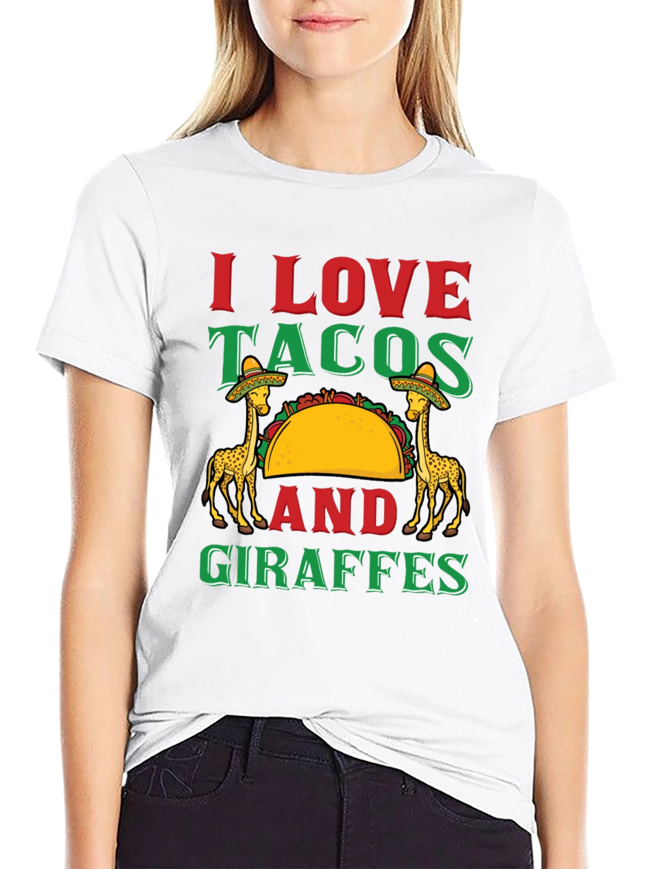 I Love Tacos and Giraffes Graphic T-Shirt