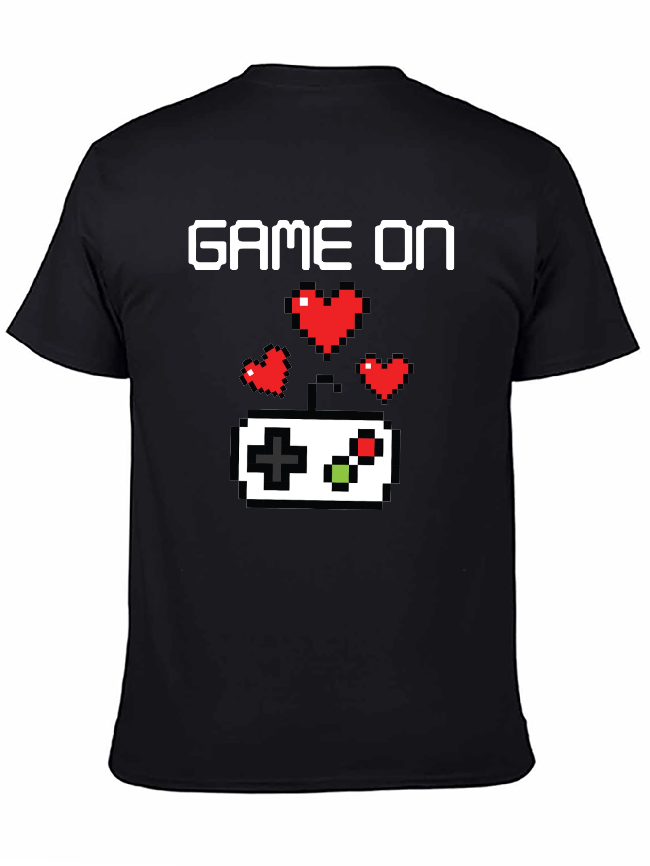 Game On Pixel Art Gamer T-Shirt - Black