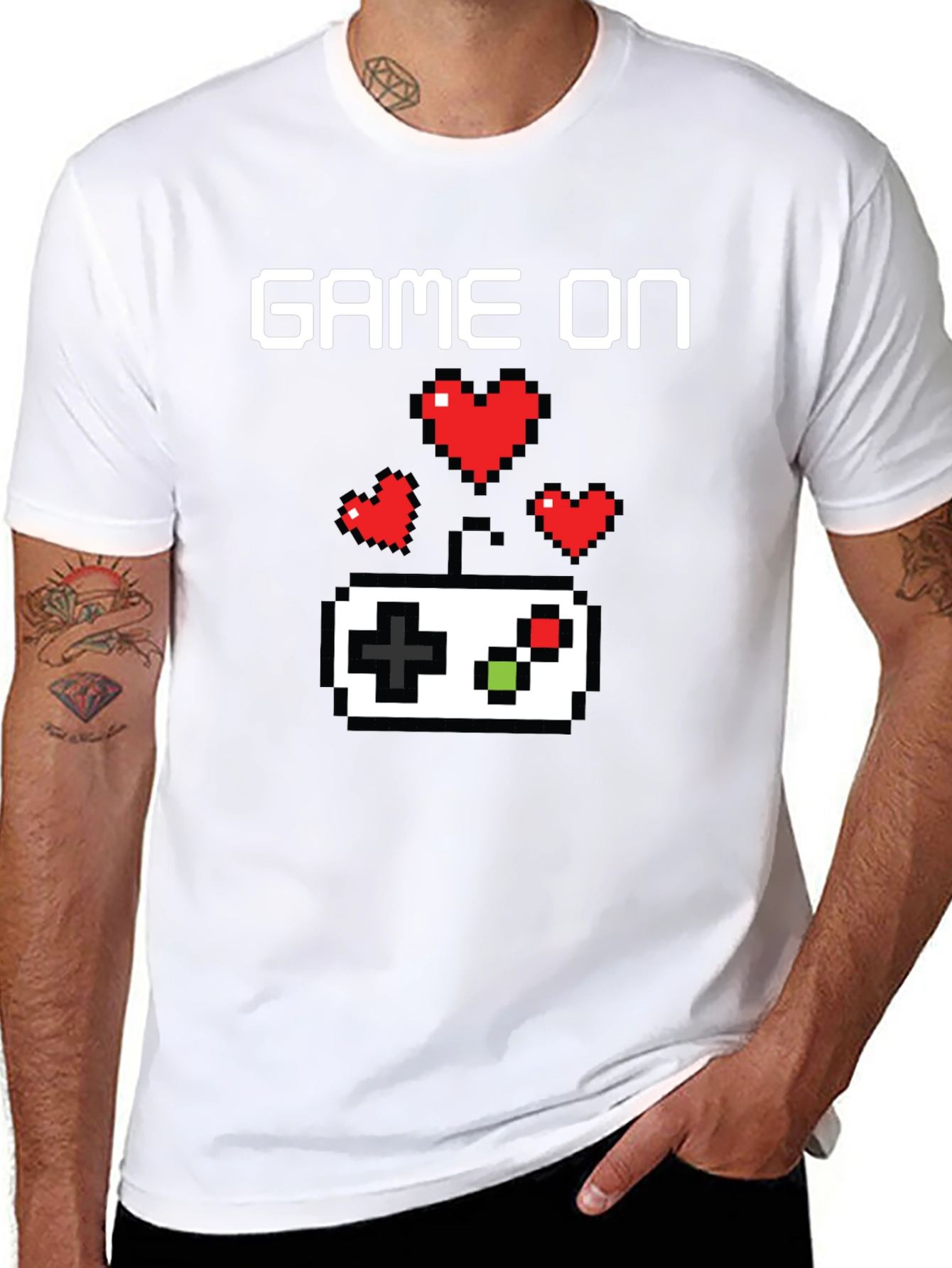 Game On Pixel Art Gamer T-Shirt - Black