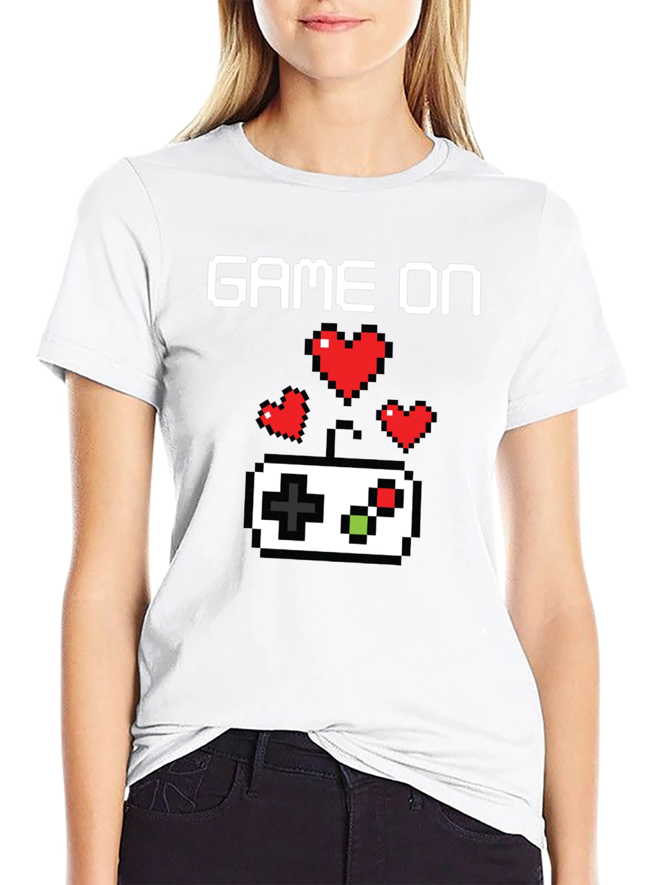 Game On Pixel Art Gamer T-Shirt - Black