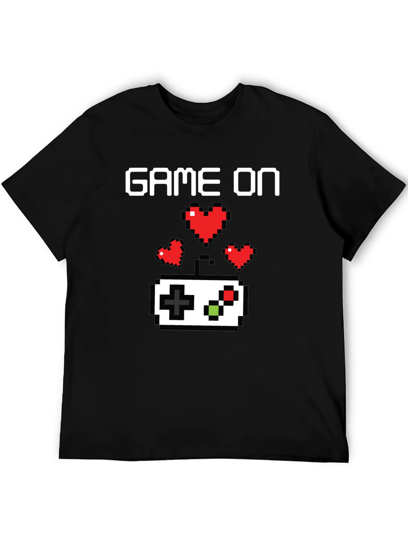 Game On Pixel Art Gamer T-Shirt - Black