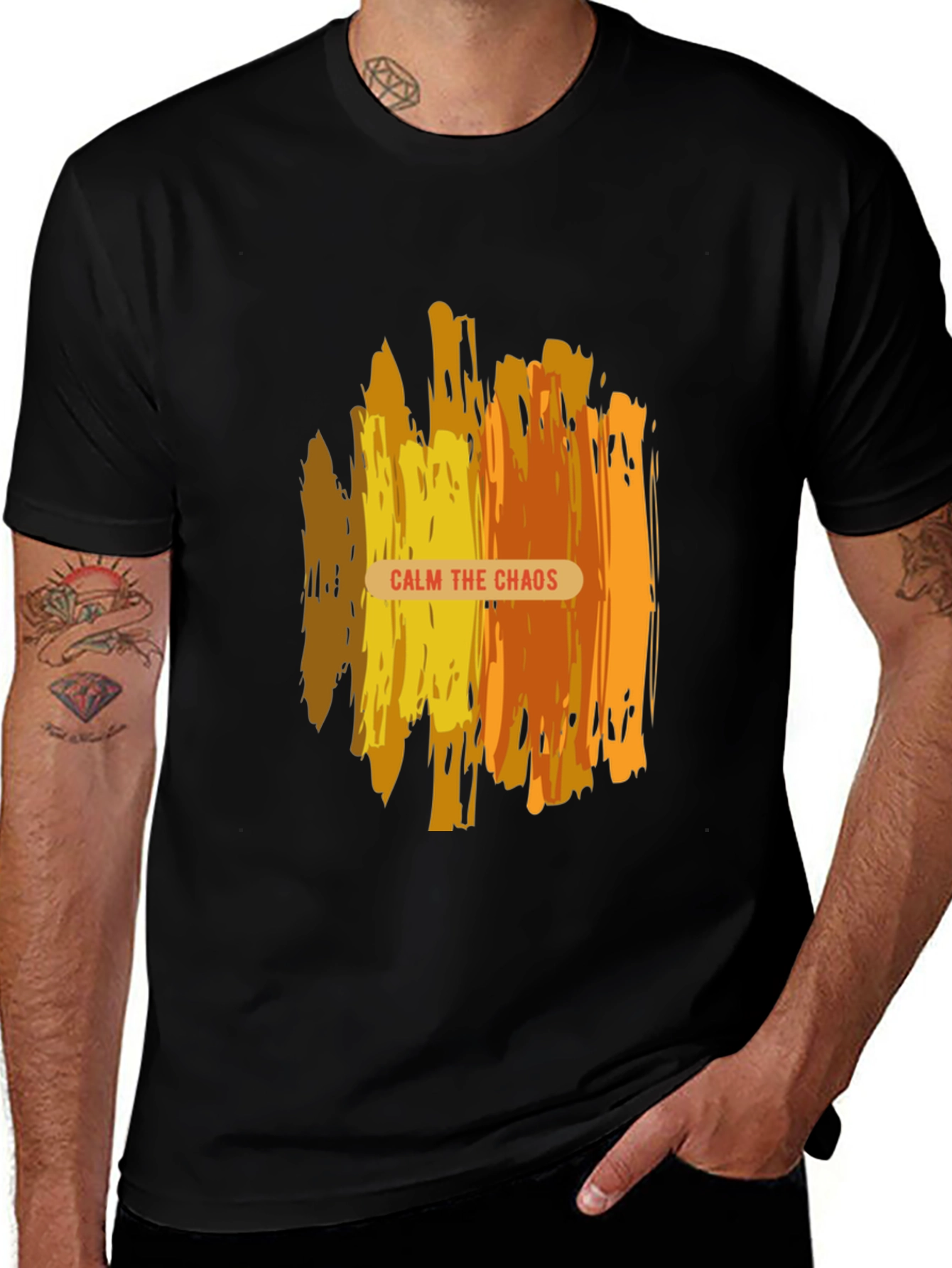 Calm the Chaos Graphic Print Black Tee
