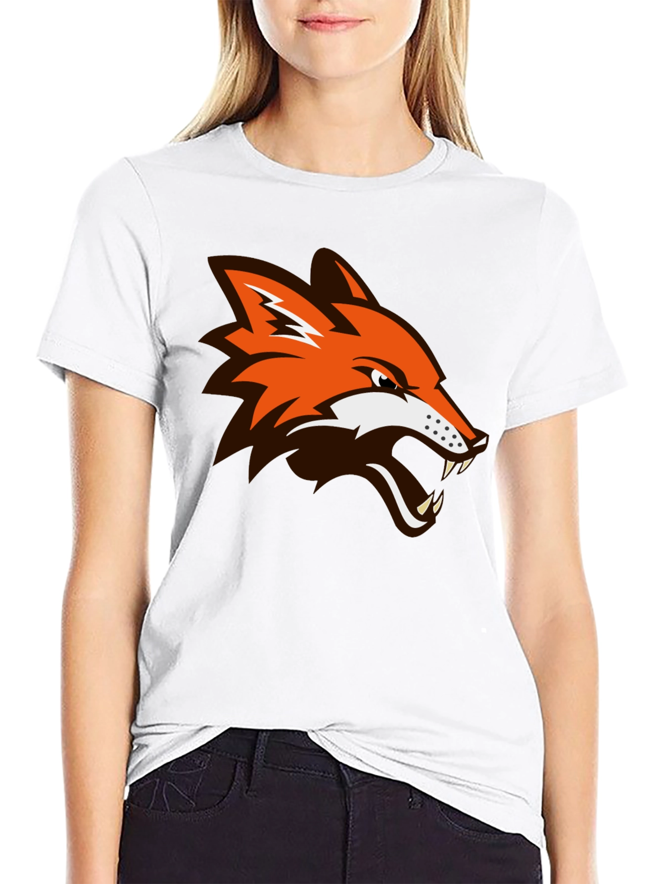 Mens Black T-Shirt with Fox Head Graphic