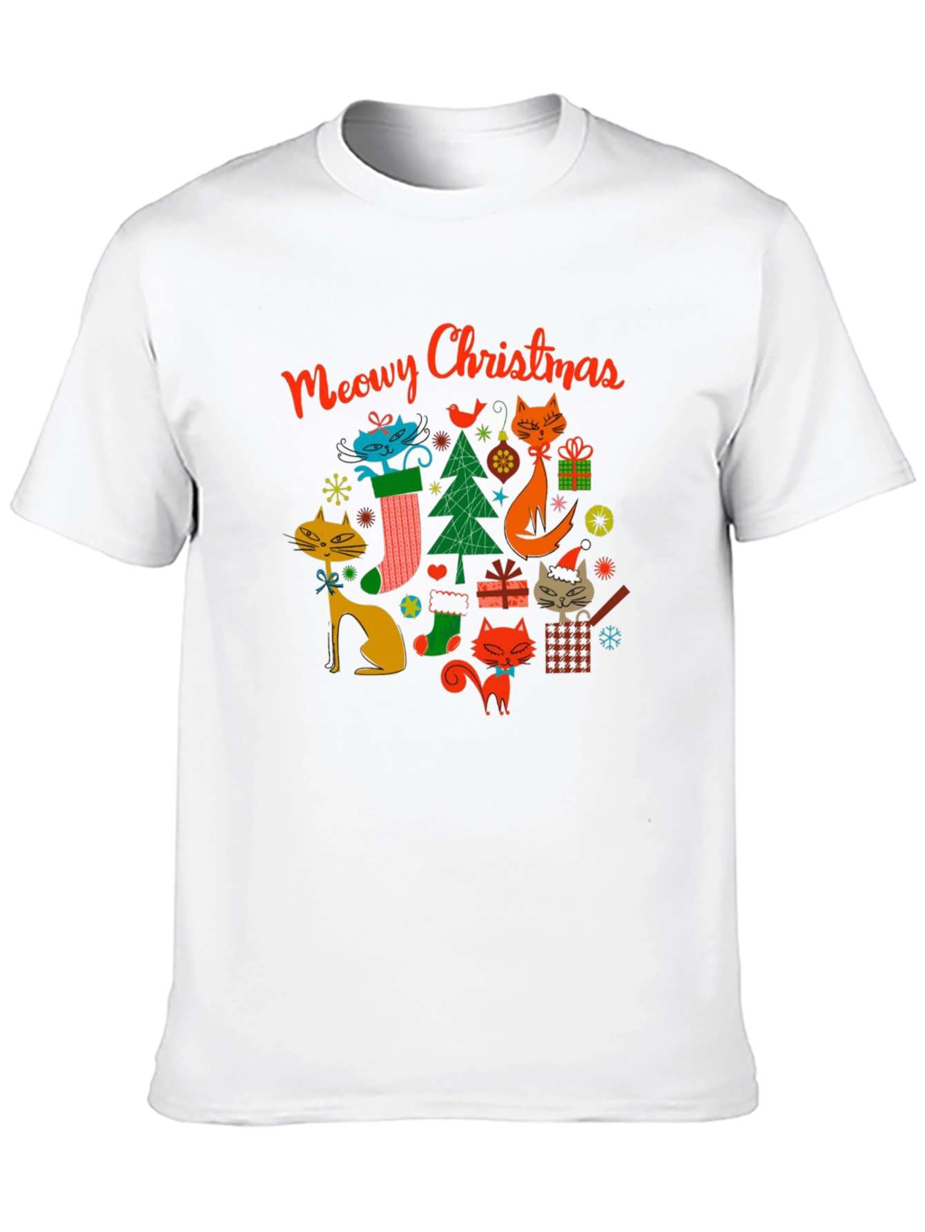 Meowy Christmas Cat Graphic Tee