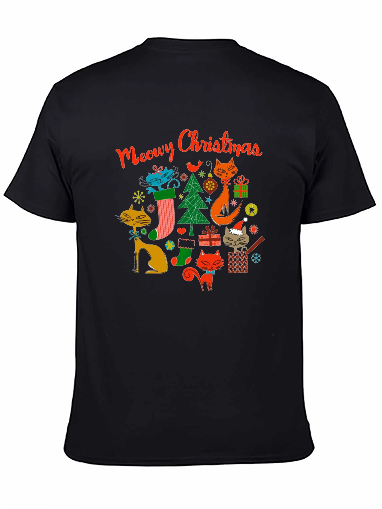 Meowy Christmas Cat Graphic Tee