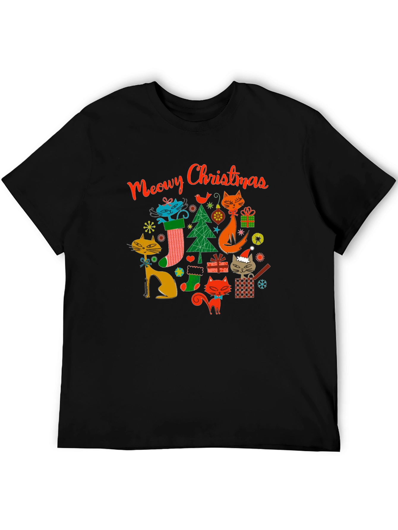 Meowy Christmas Cat Graphic Tee