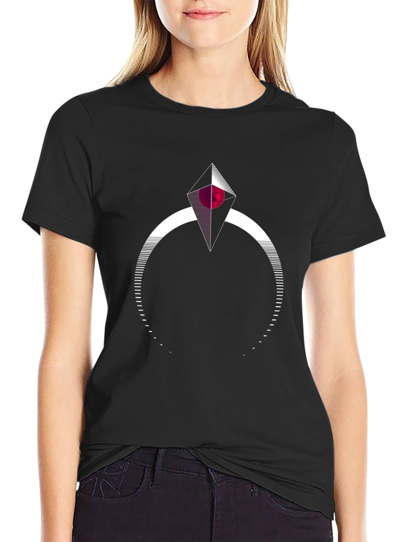 Geometric Diamond Graphic Tee - Modern Style