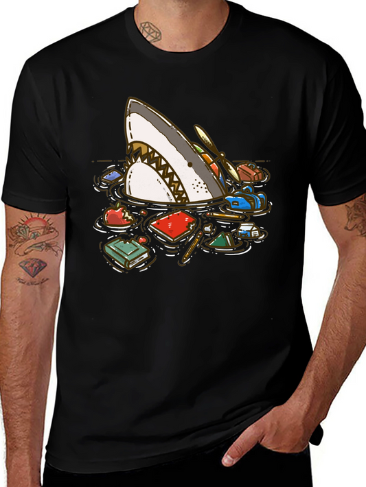 Shark Attack T-Shirt - Black Cotton Blend