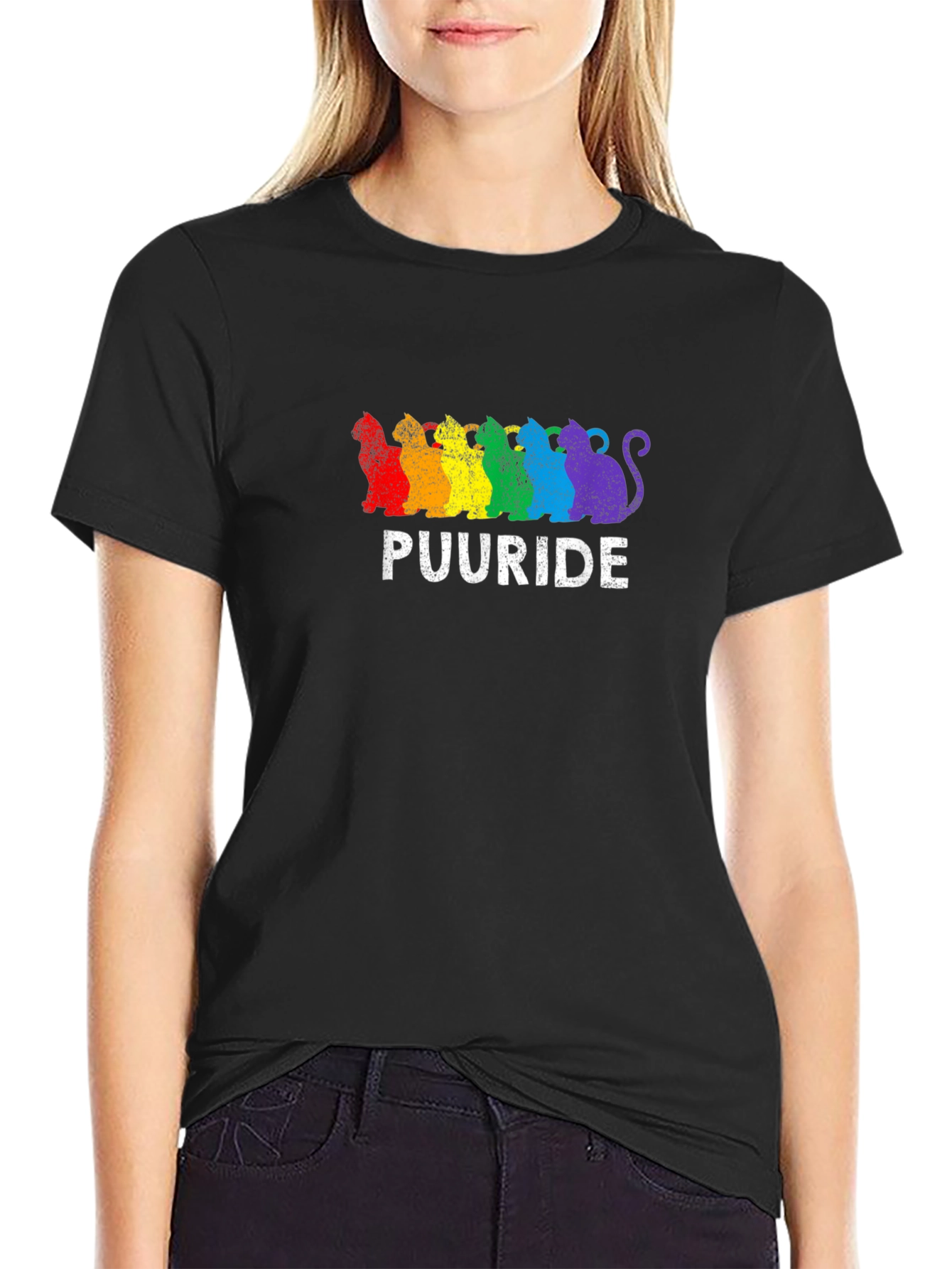 PUURIDE Rainbow Cats LGBTQ Pride T-Shirt