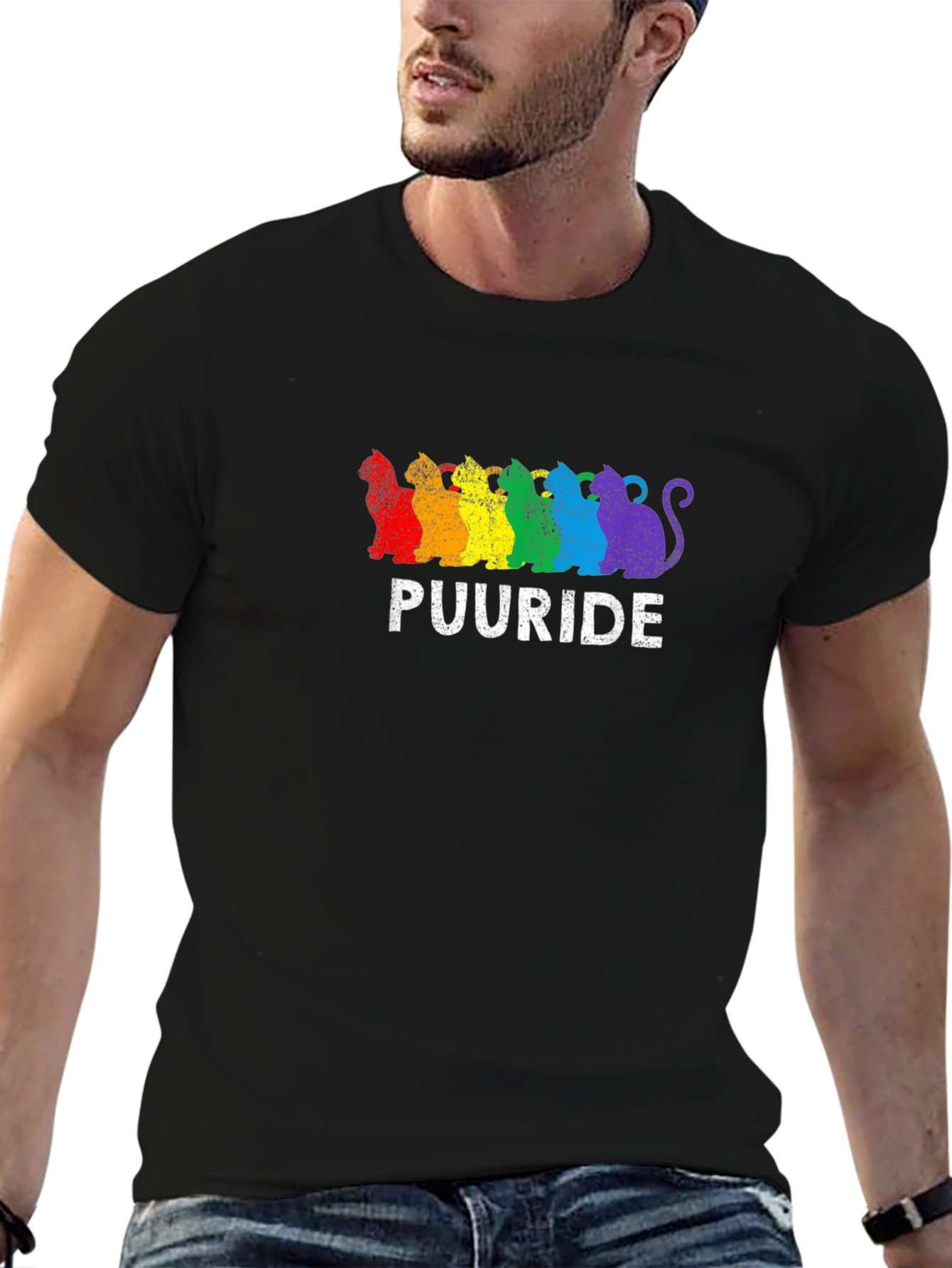 PUURIDE Rainbow Cats LGBTQ Pride T-Shirt