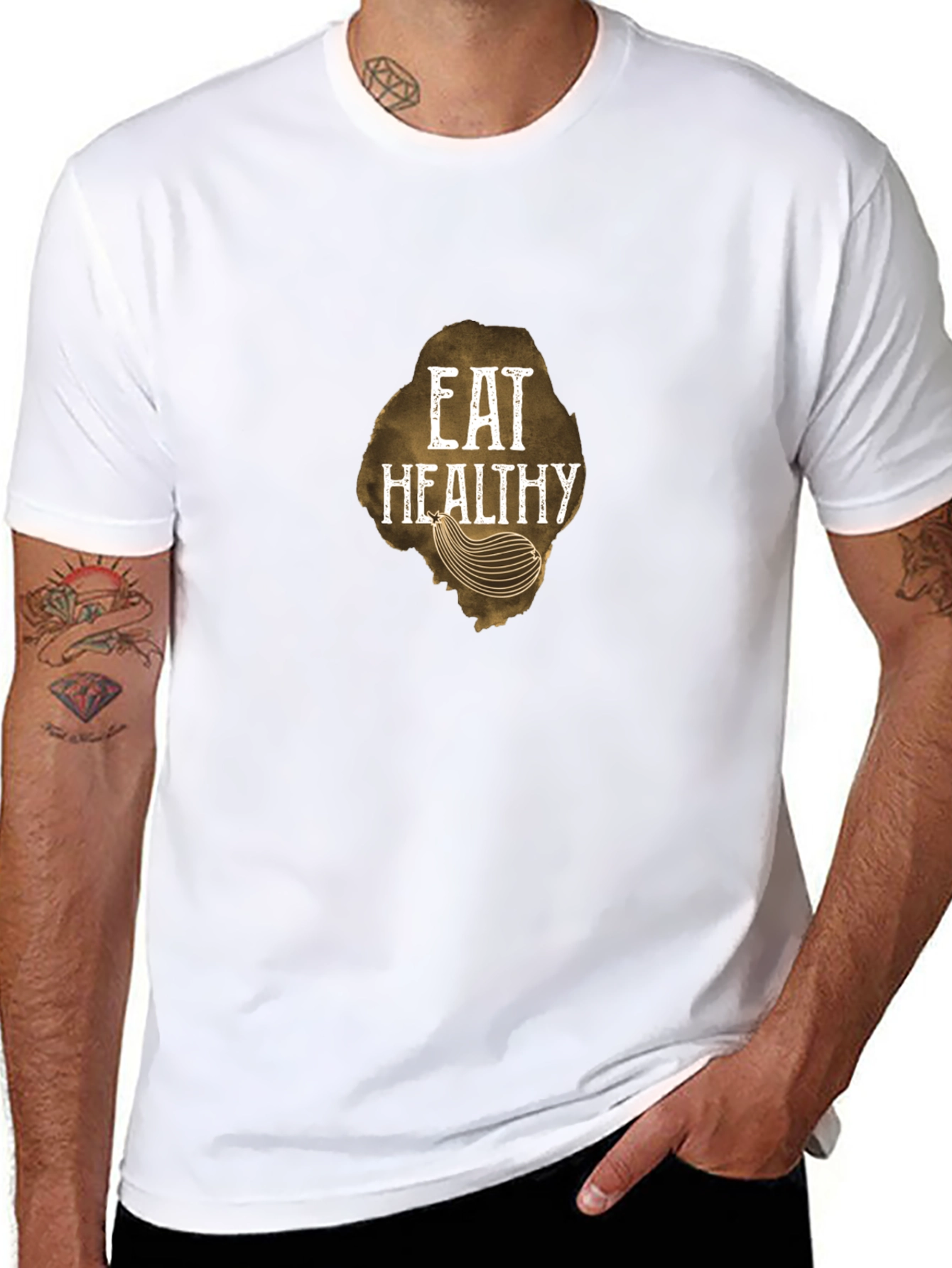 Eat Healthy Graphic Tee - Black