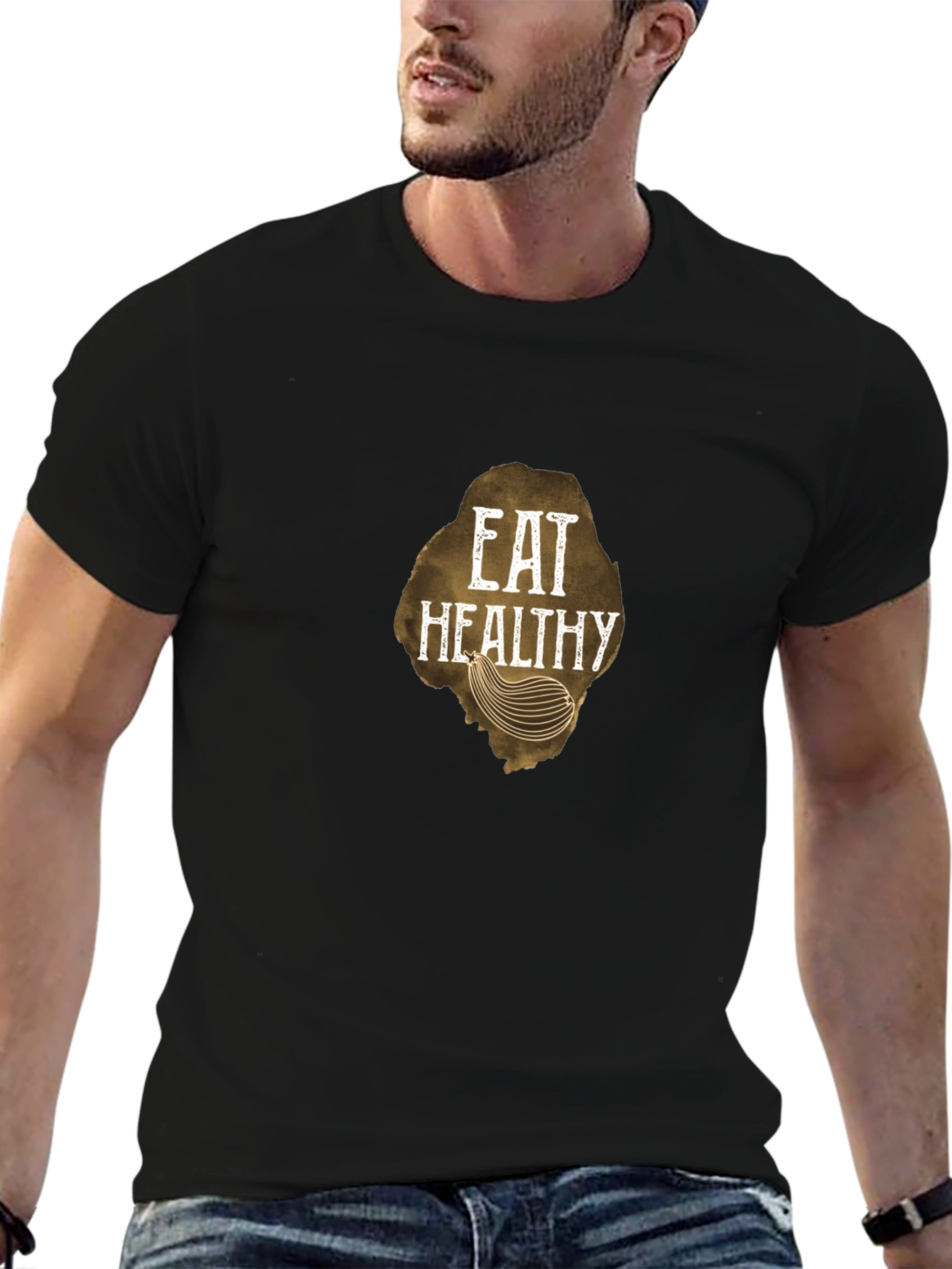 Eat Healthy Graphic Tee - Black