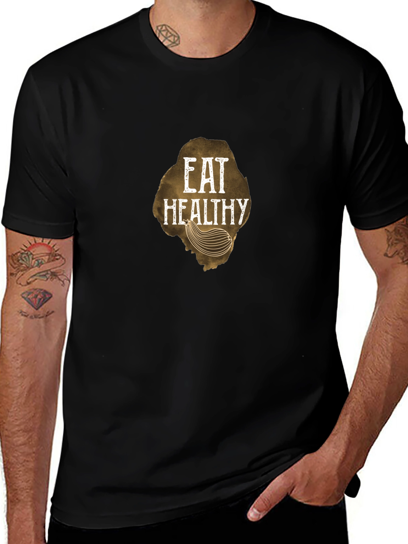 Eat Healthy Graphic Tee - Black