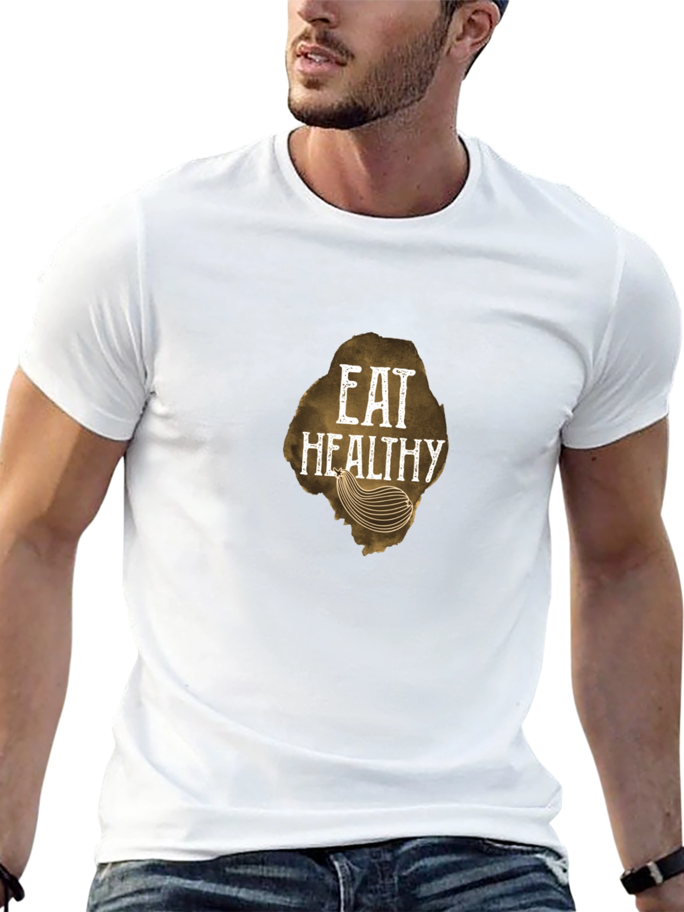 Eat Healthy Graphic Tee - Black