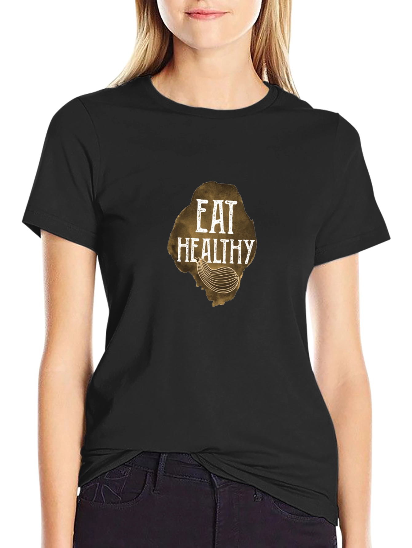 Eat Healthy Graphic Tee - Black