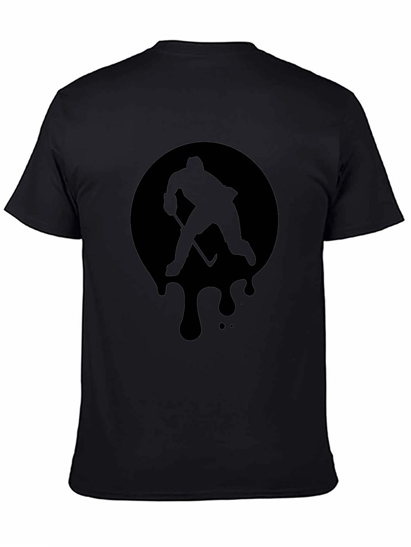 Hockey Player Graphic Tee - Black Cotton T-Shirt