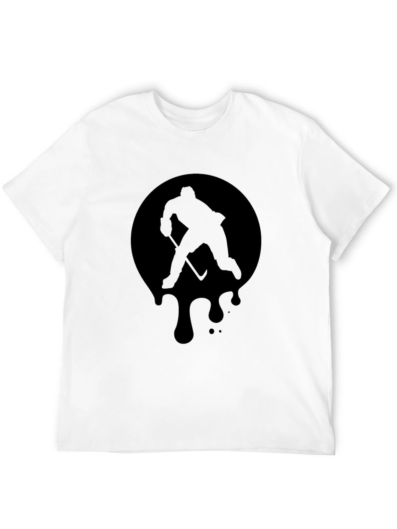 Hockey Player Graphic Tee - Black Cotton T-Shirt