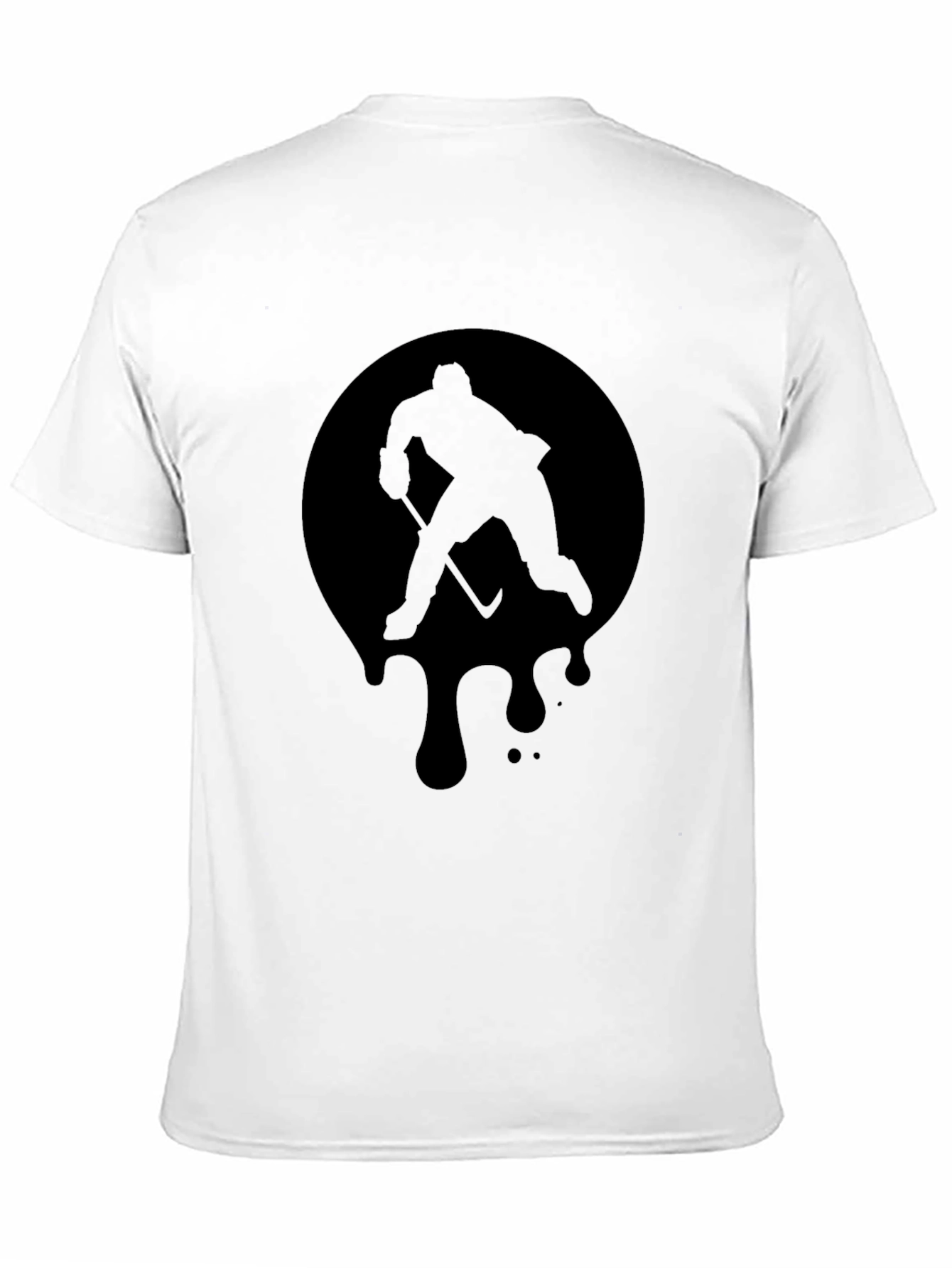 Hockey Player Graphic Tee - Black Cotton T-Shirt