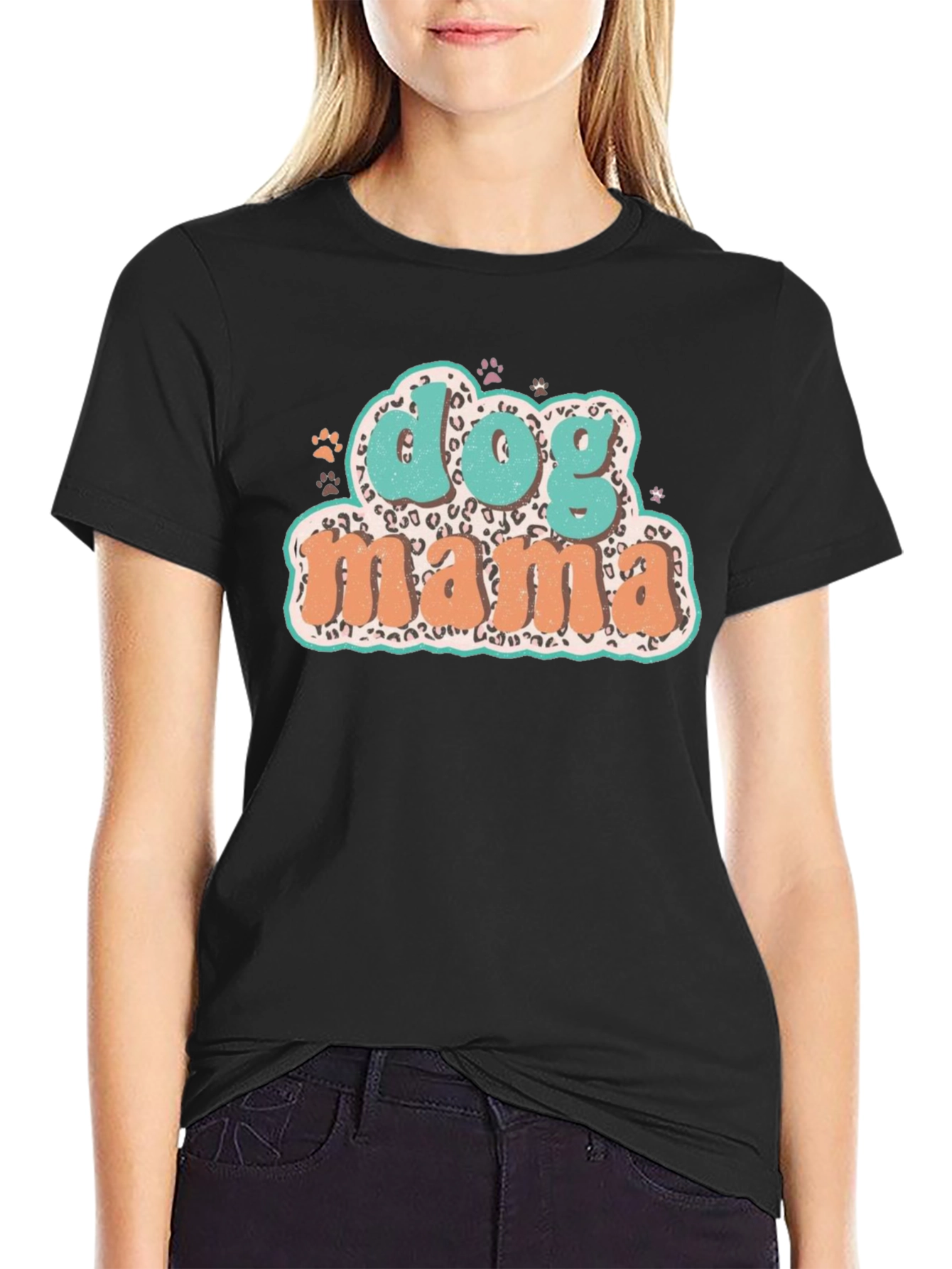 Dog Mama Graphic Tee - Trendy Leopard Print