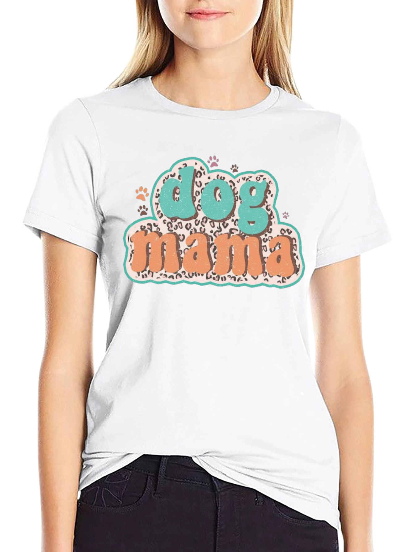 Dog Mama Graphic Tee - Trendy Leopard Print