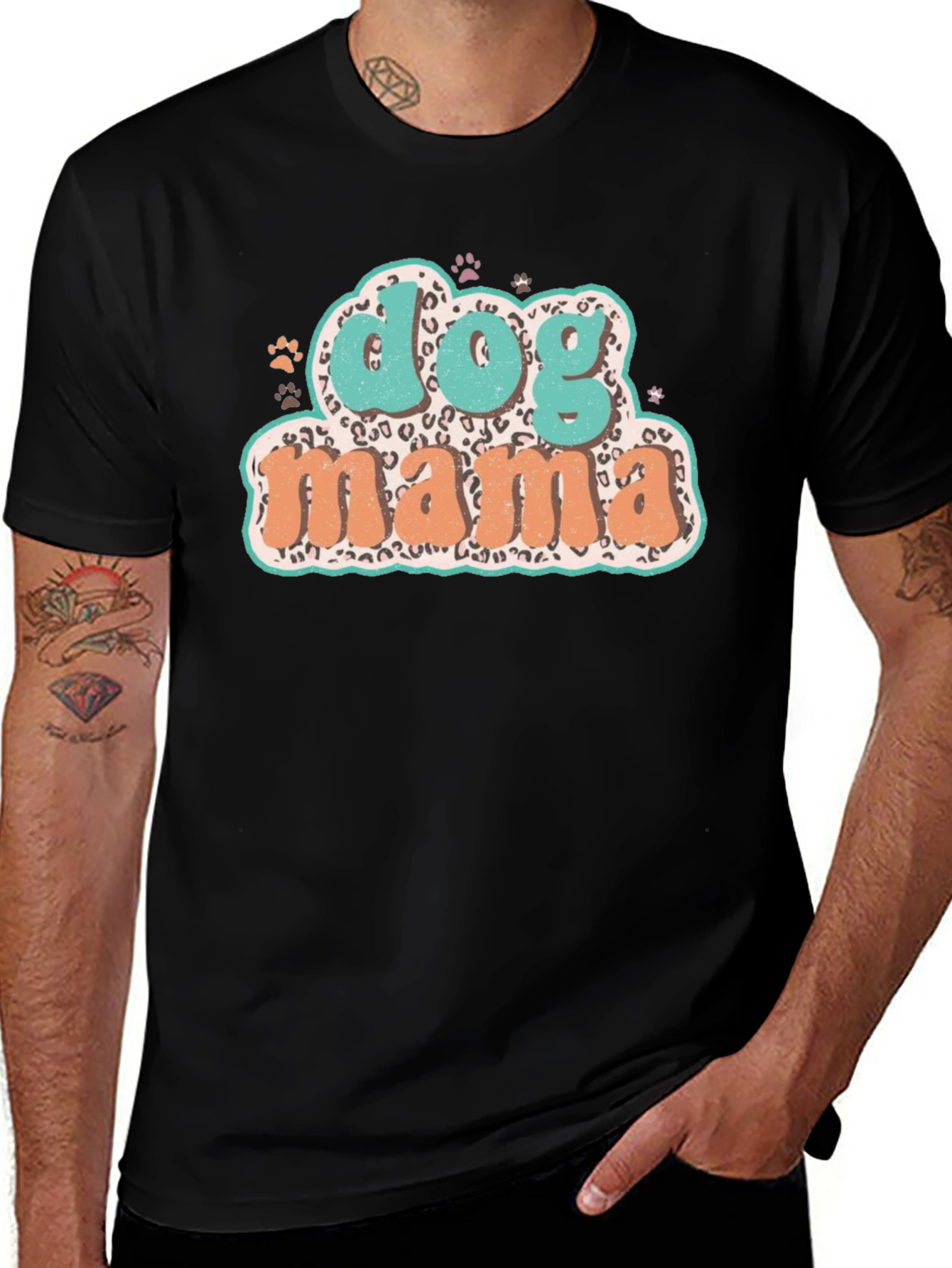 Dog Mama Graphic Tee - Trendy Leopard Print