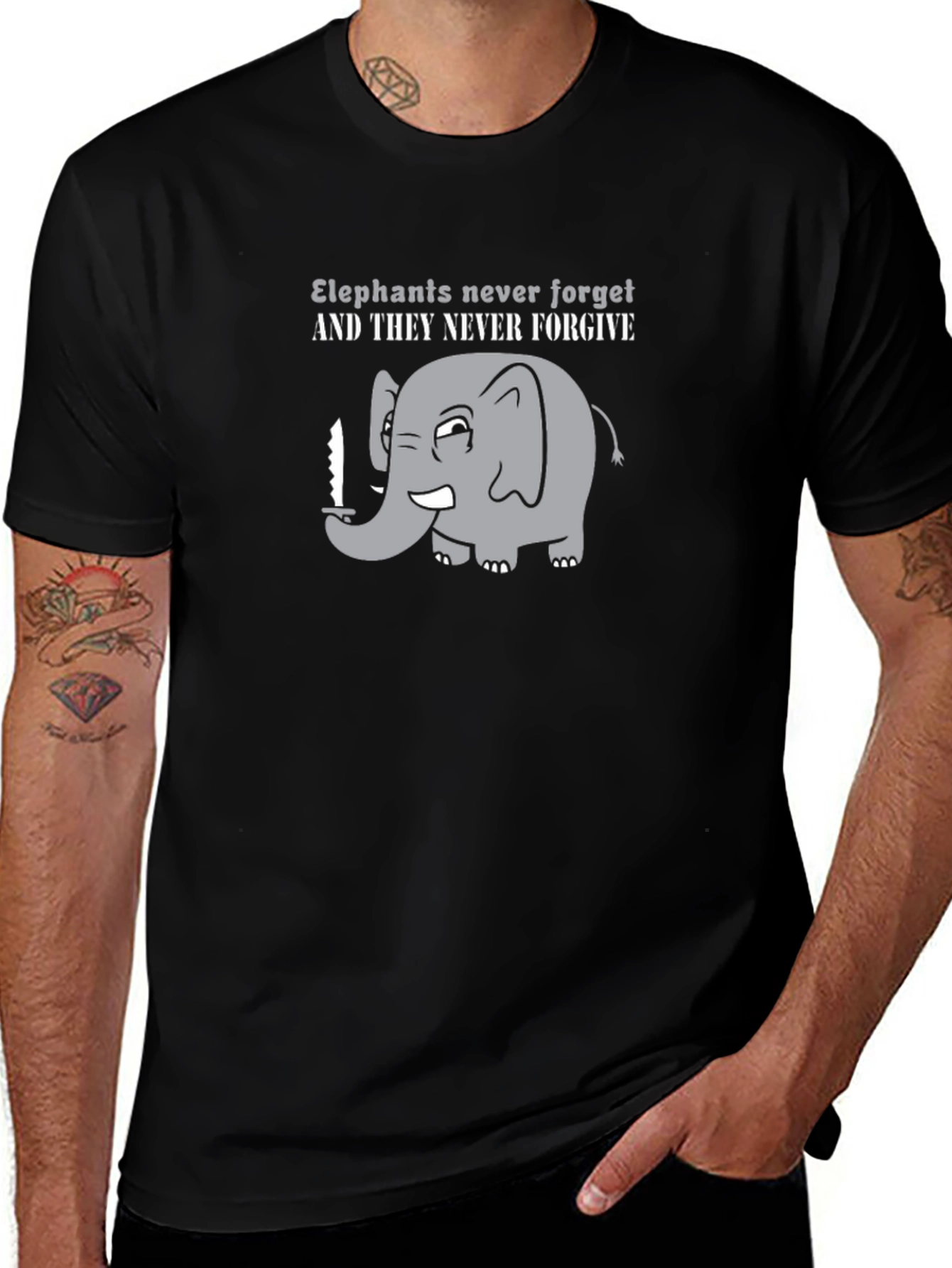 Elephant Never Forget Funny Graphic T-Shirt