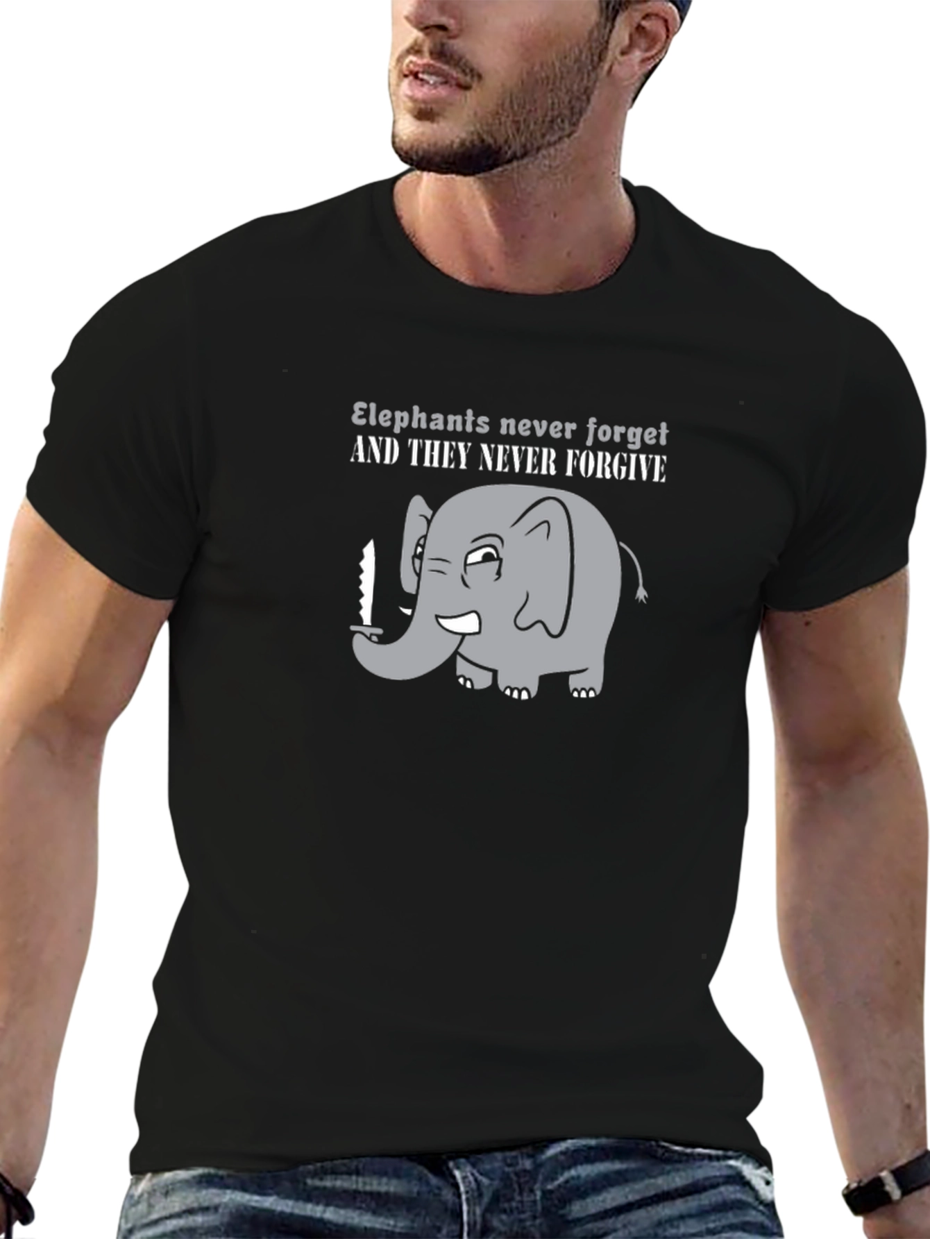 Elephant Never Forget Funny Graphic T-Shirt
