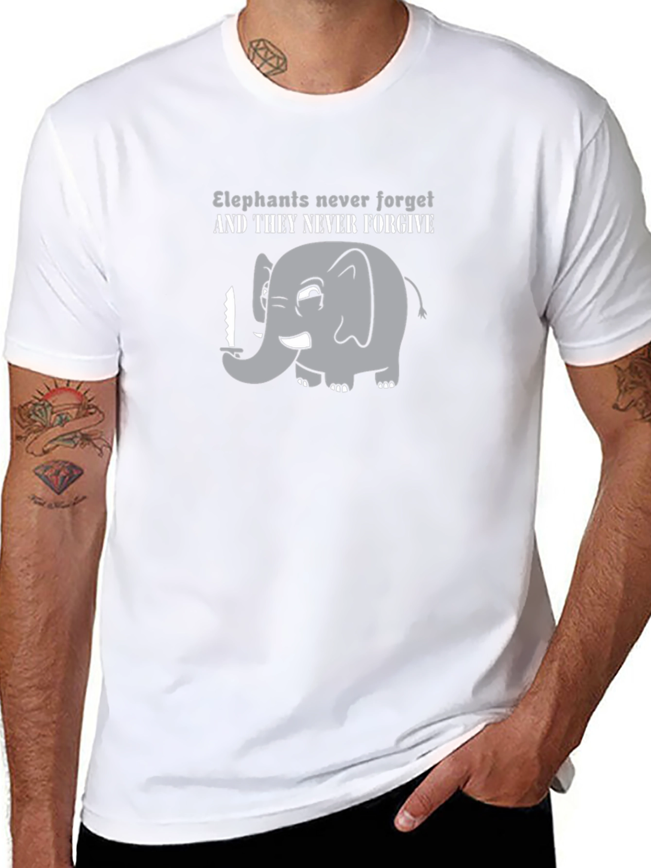 Elephant Never Forget Funny Graphic T-Shirt