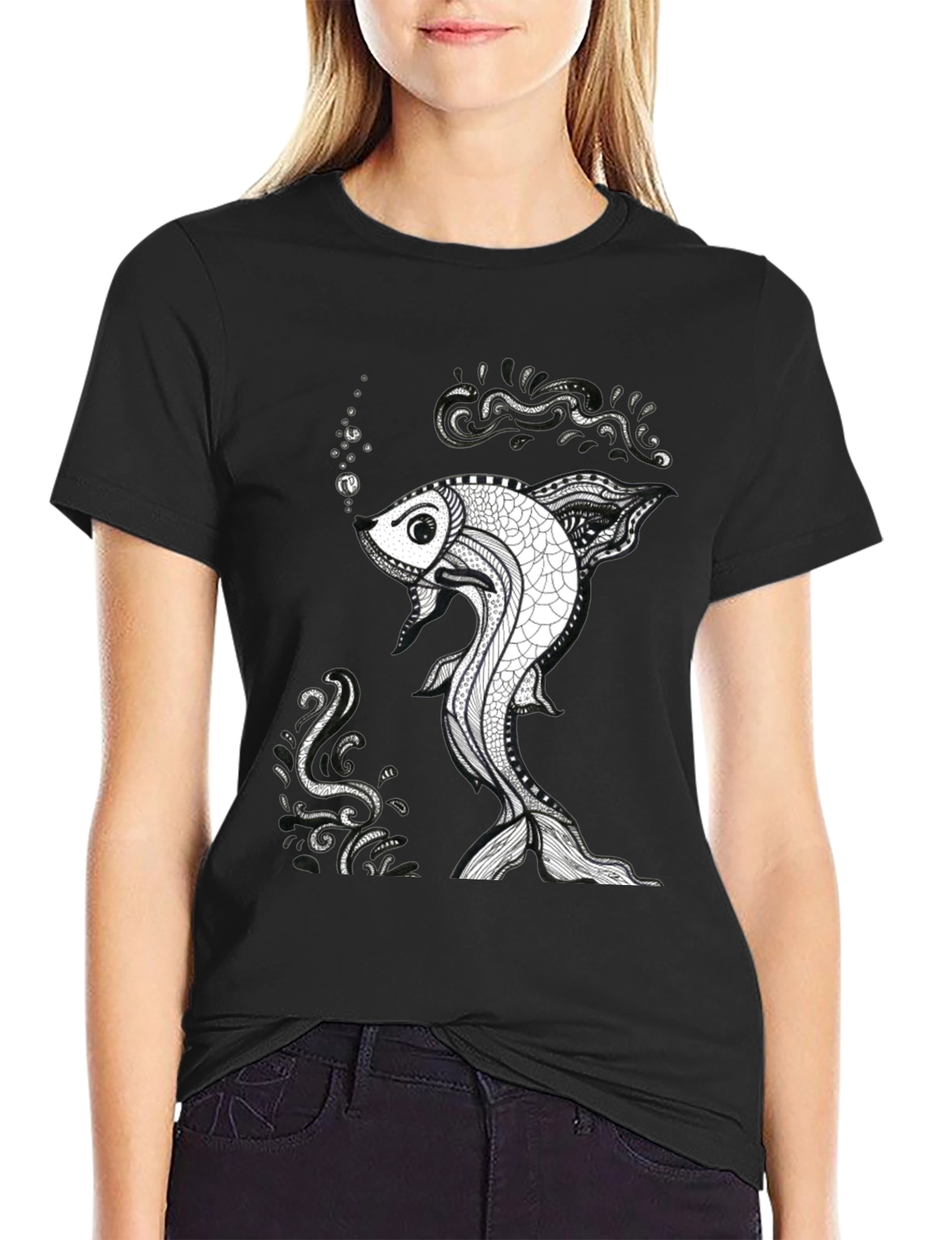 Fish Graphic Black T-Shirt