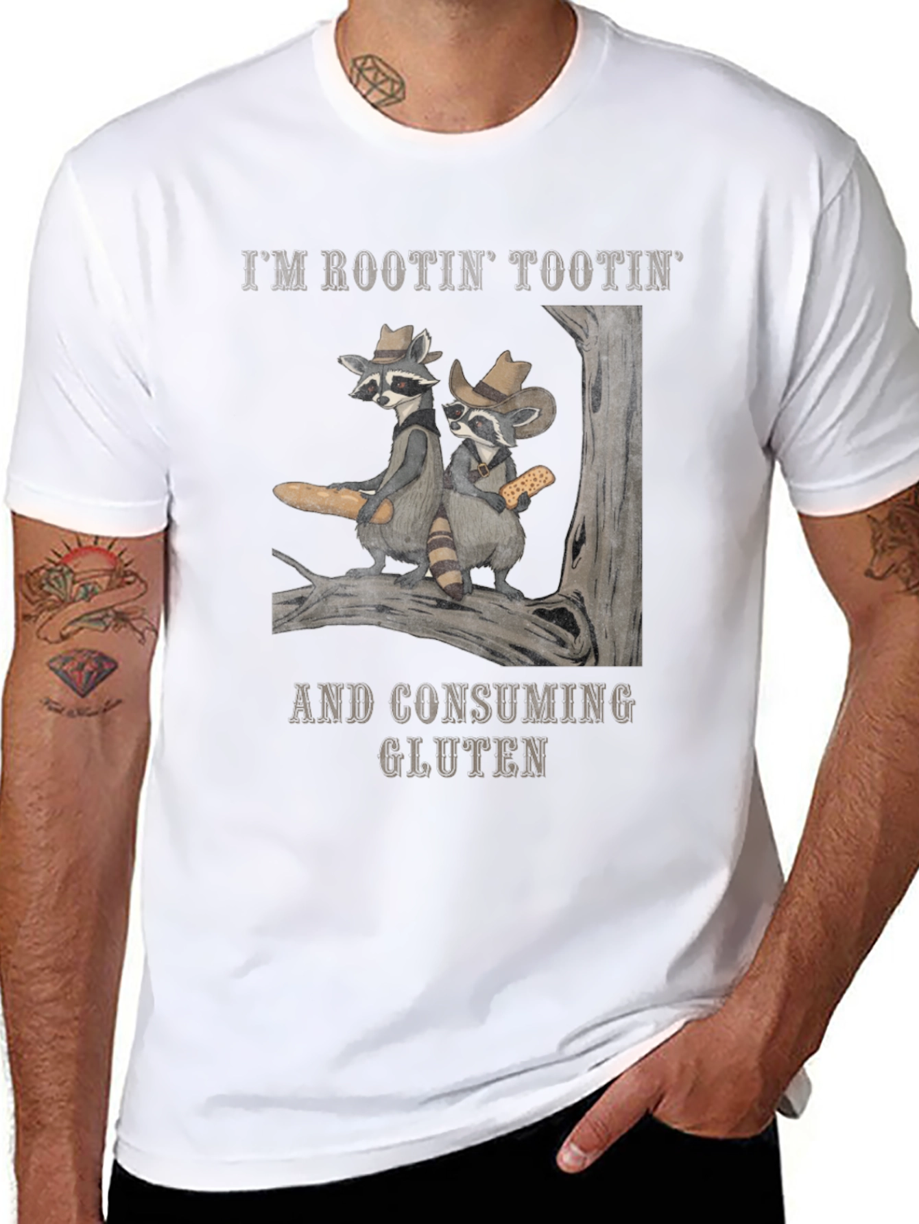 Rootin Tootin Raccoon Gluten Tee