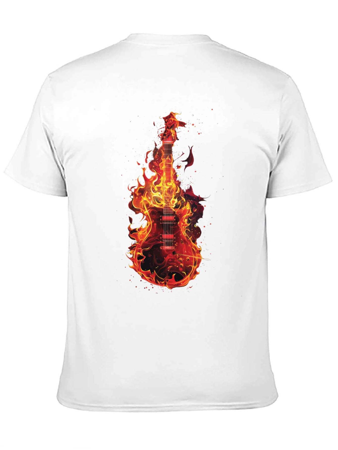 Flaming Guitar Graphic T-Shirt - Rock On!