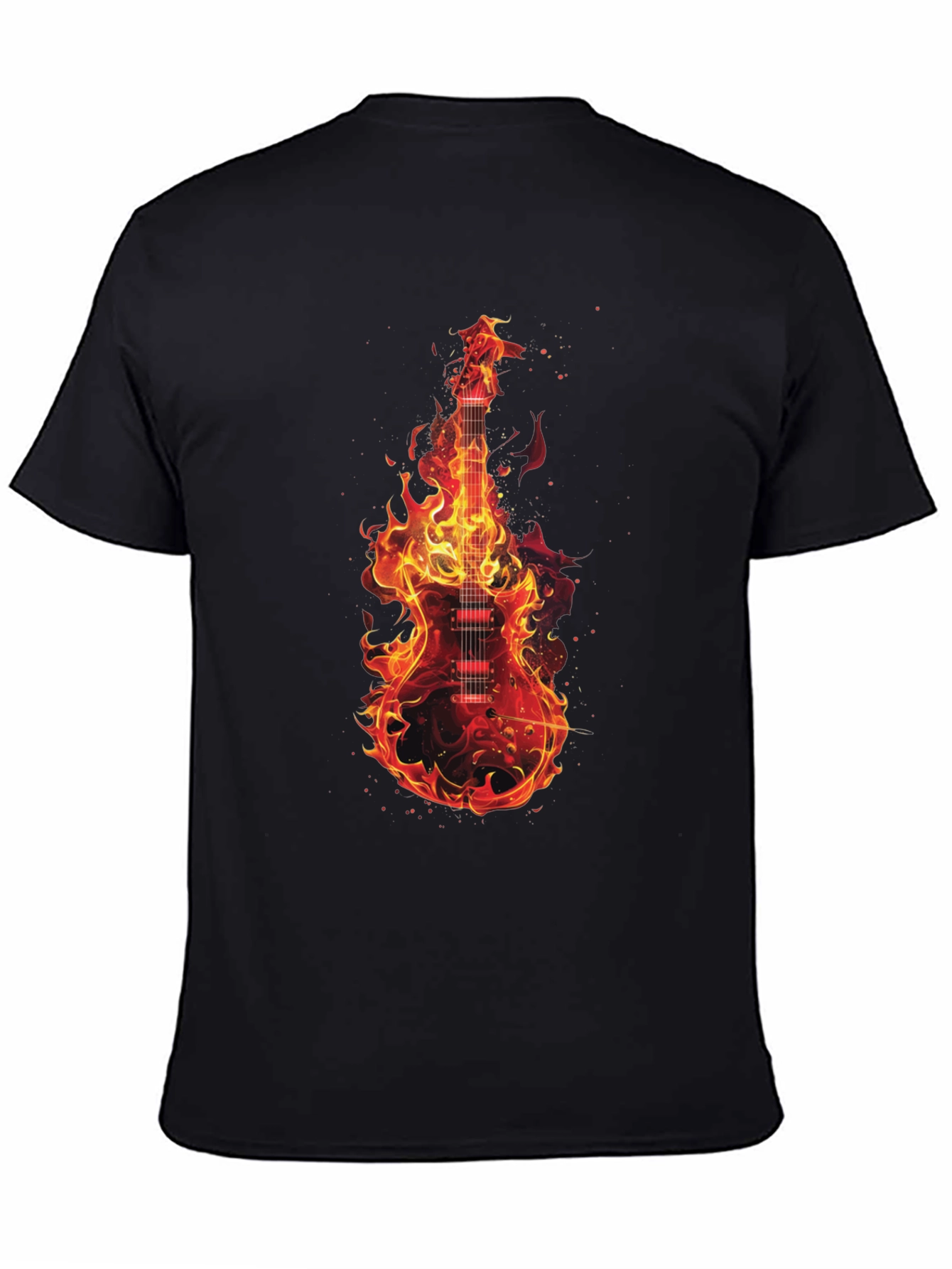 Flaming Guitar Graphic T-Shirt - Rock On!
