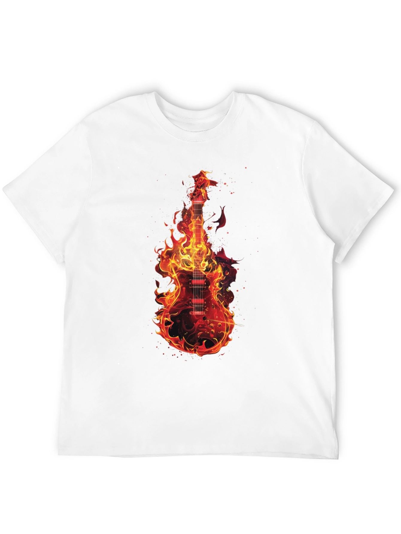Flaming Guitar Graphic T-Shirt - Rock On!