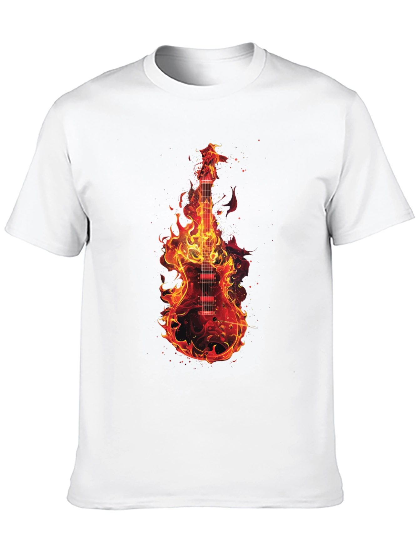 Flaming Guitar Graphic T-Shirt - Rock On!