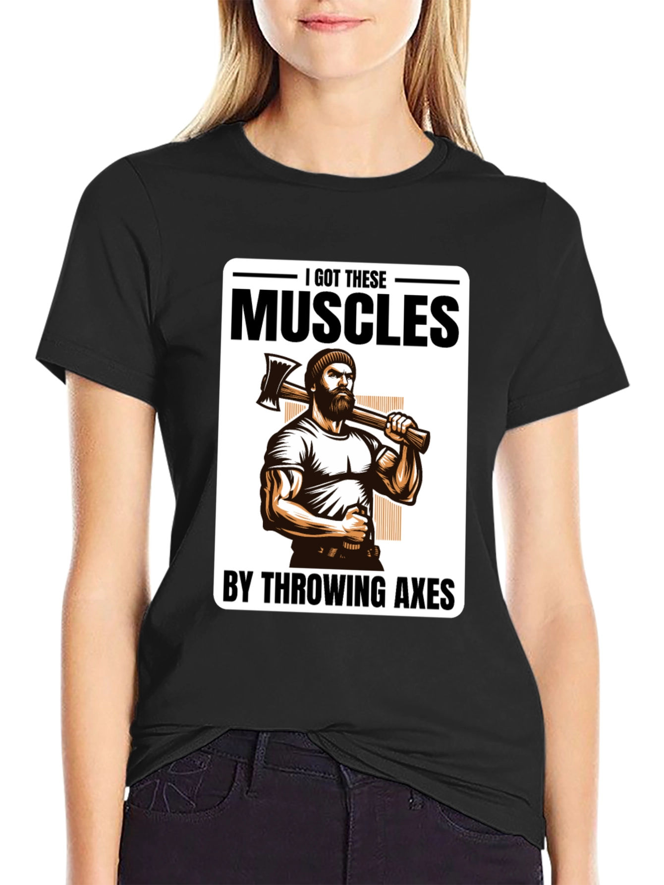 Axe Throwing Muscles T-Shirt - Black
