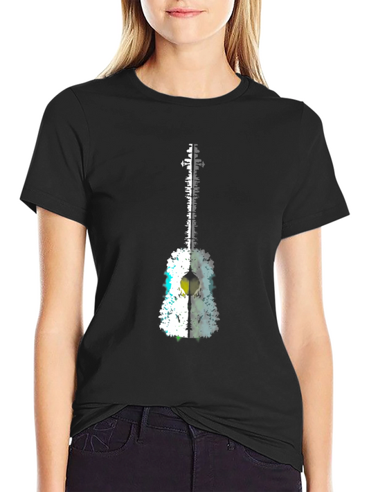 Abstract Guitar Graphic Tee - Black T-Shirt