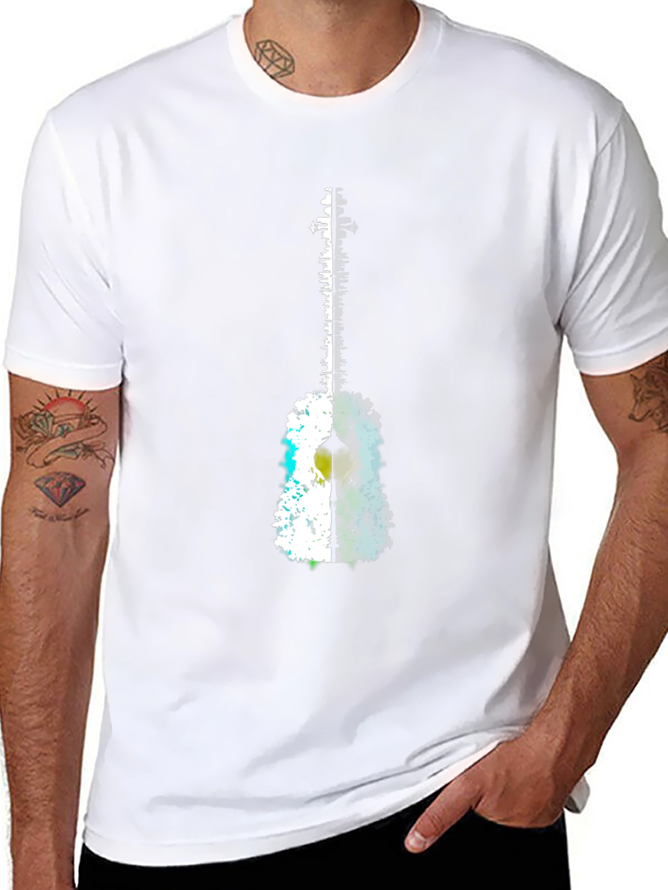 Abstract Guitar Graphic Tee - Black T-Shirt
