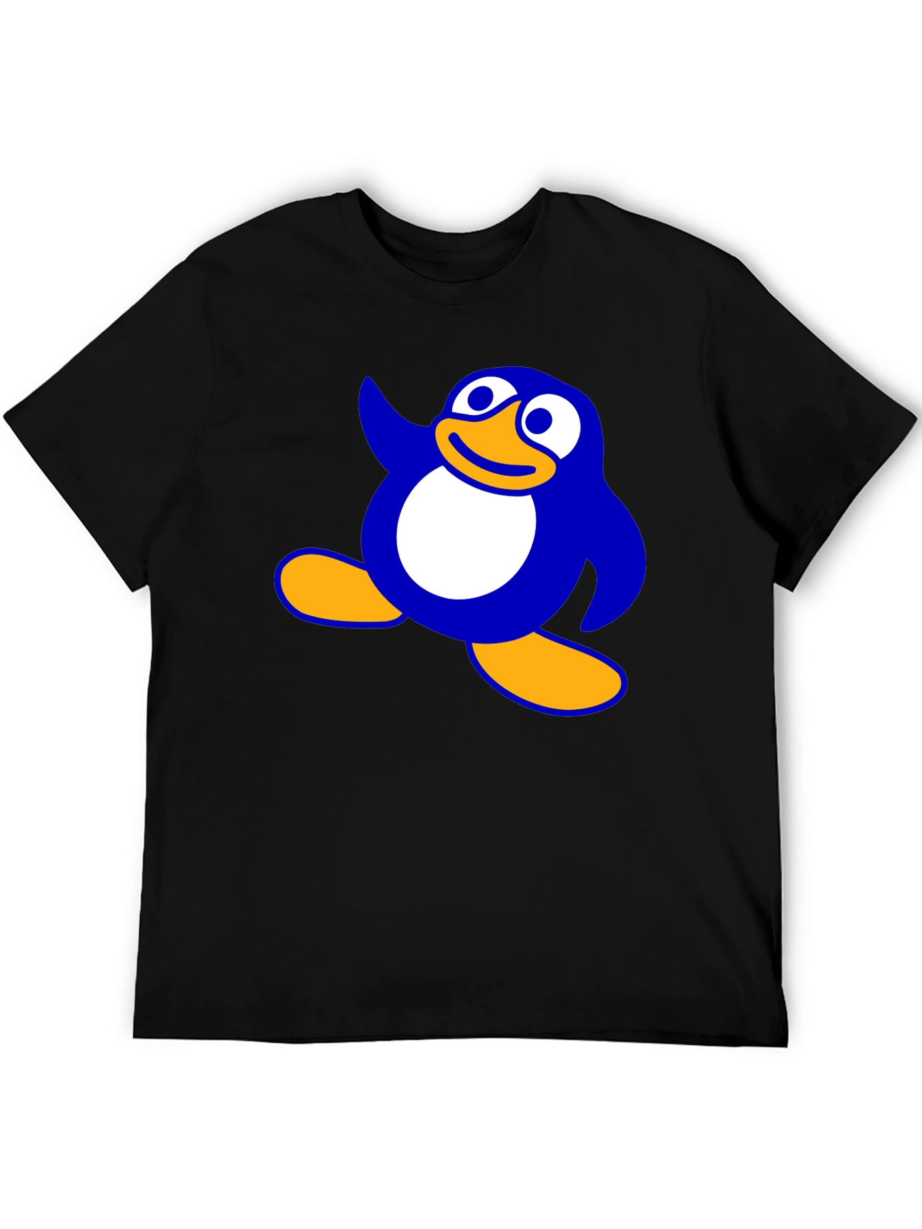 Cartoon Penguin Graphic Black T-Shirt