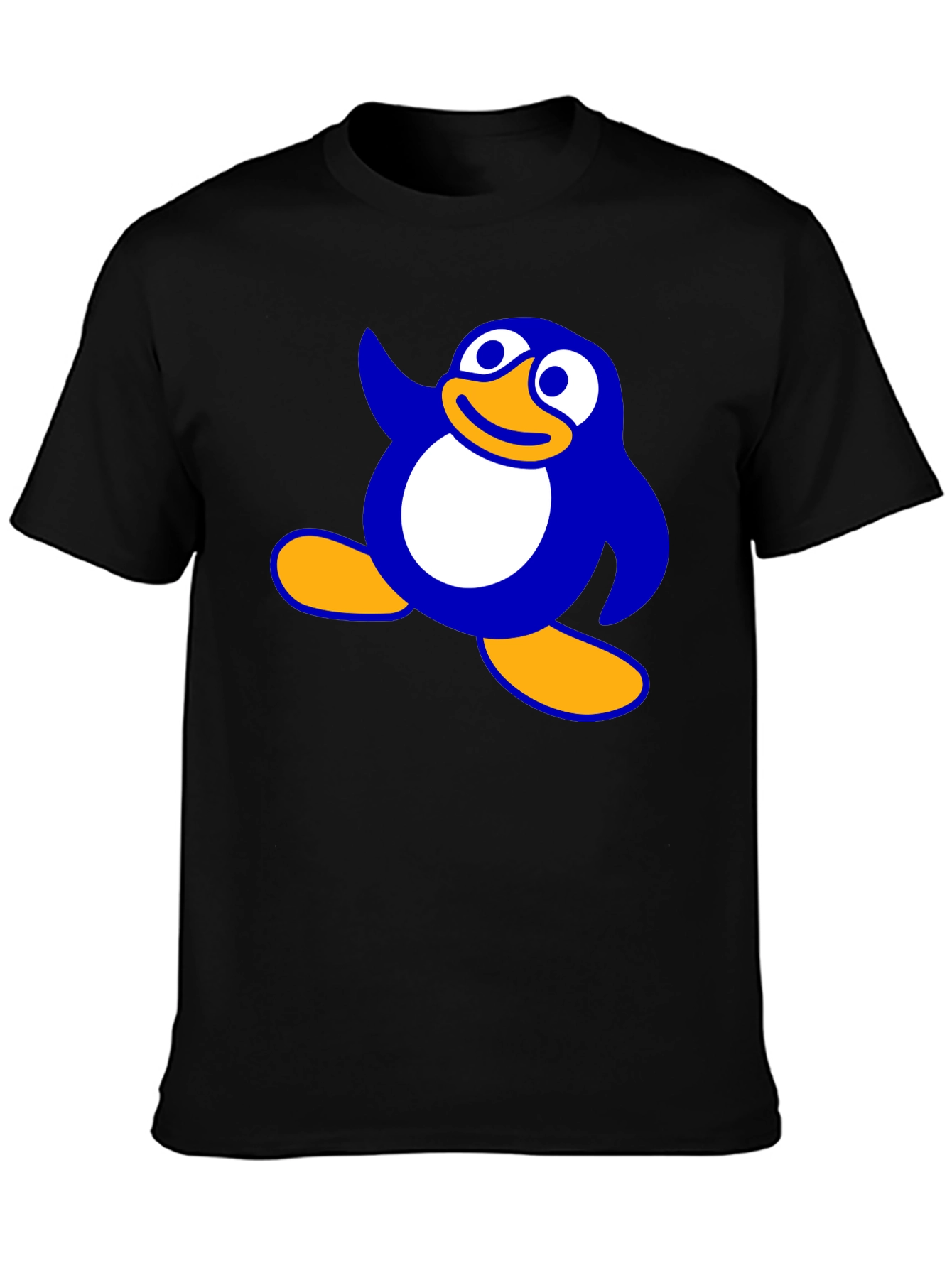 Cartoon Penguin Graphic Black T-Shirt