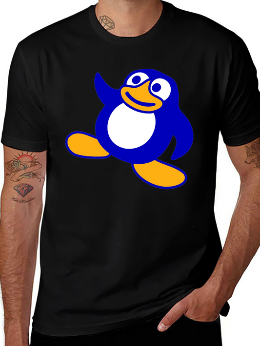 Cartoon Penguin Graphic Black T-Shirt