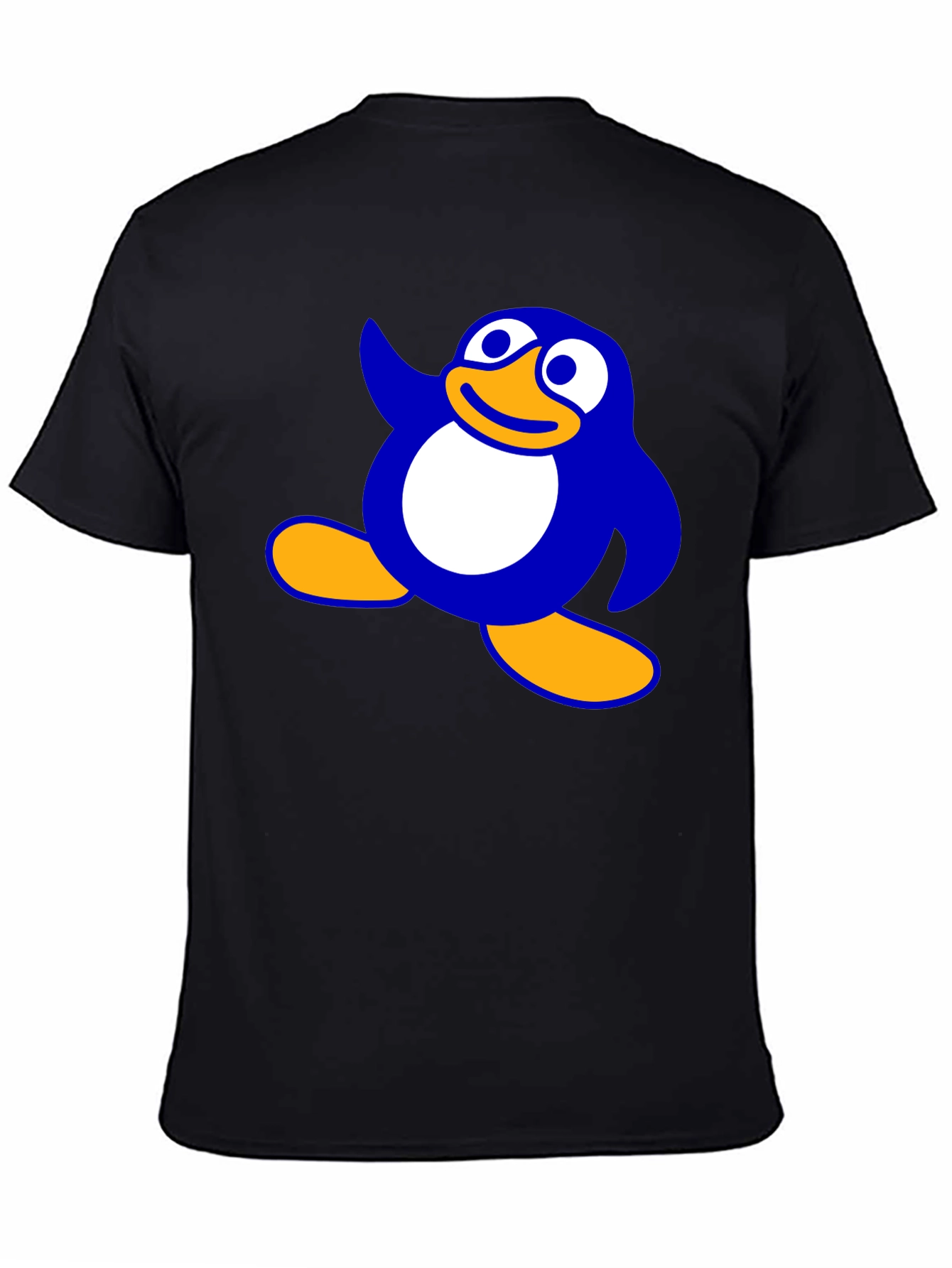 Cartoon Penguin Graphic Black T-Shirt
