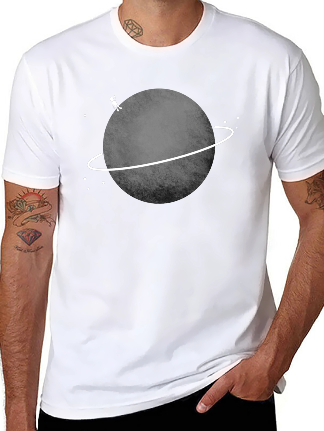 Planet Explorer Graphic Tee - Black Cotton T-Shirt