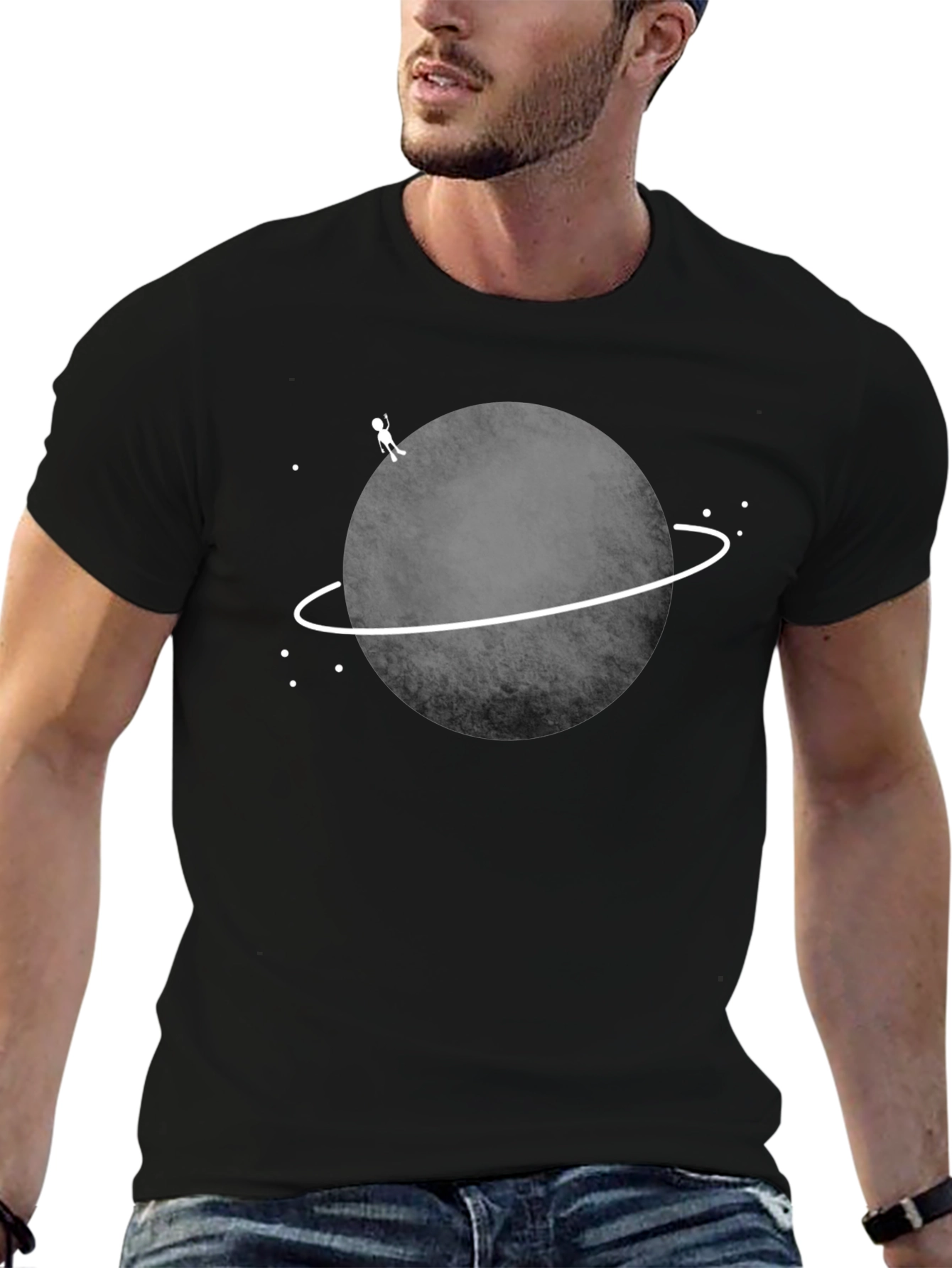 Planet Explorer Graphic Tee - Black Cotton T-Shirt