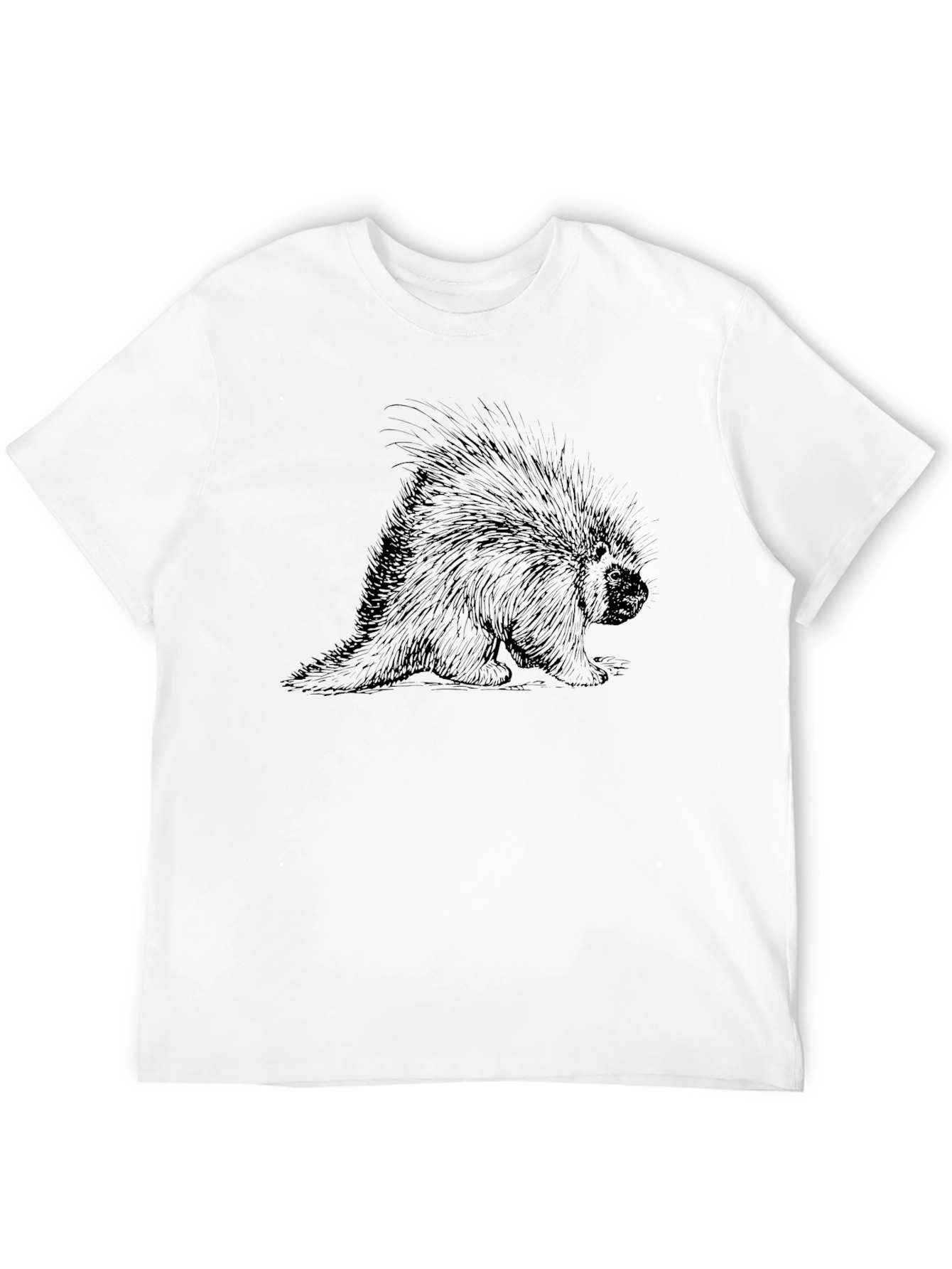 Porcupine Graphic Tee - Unisex Black Cotton T-Shirt