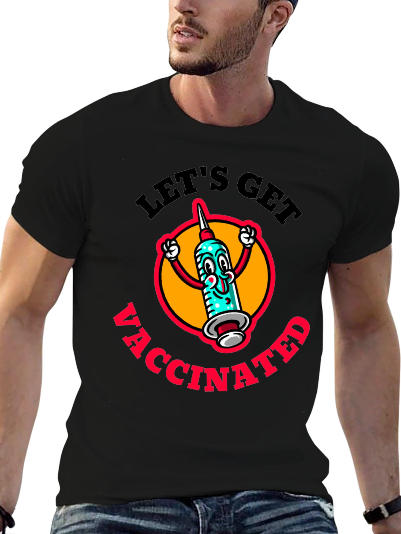 Vaccinated Cartoon Graphic T-Shirt