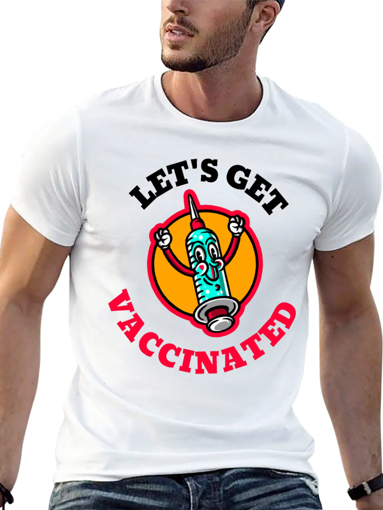 Vaccinated Cartoon Graphic T-Shirt