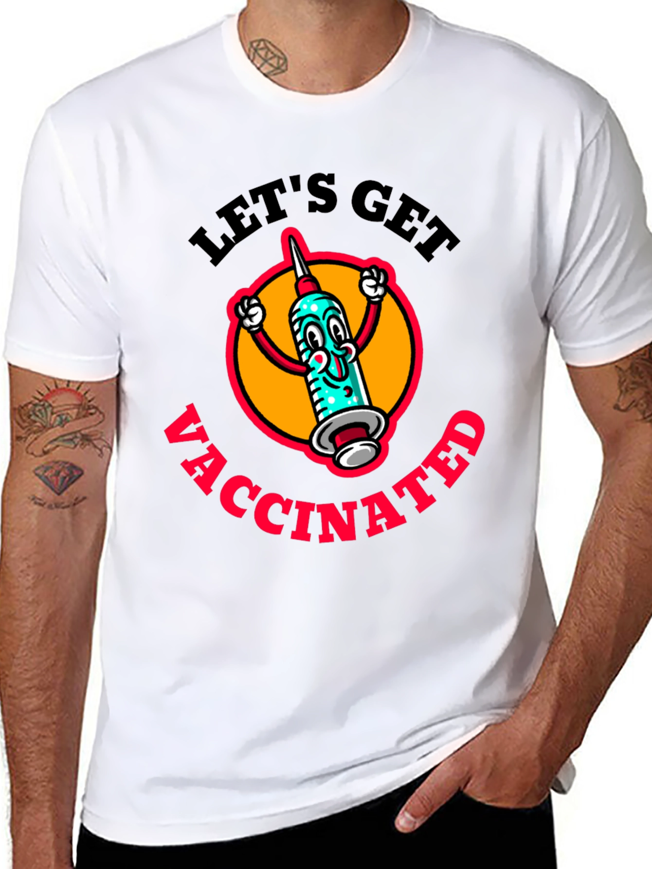 Vaccinated Cartoon Graphic T-Shirt