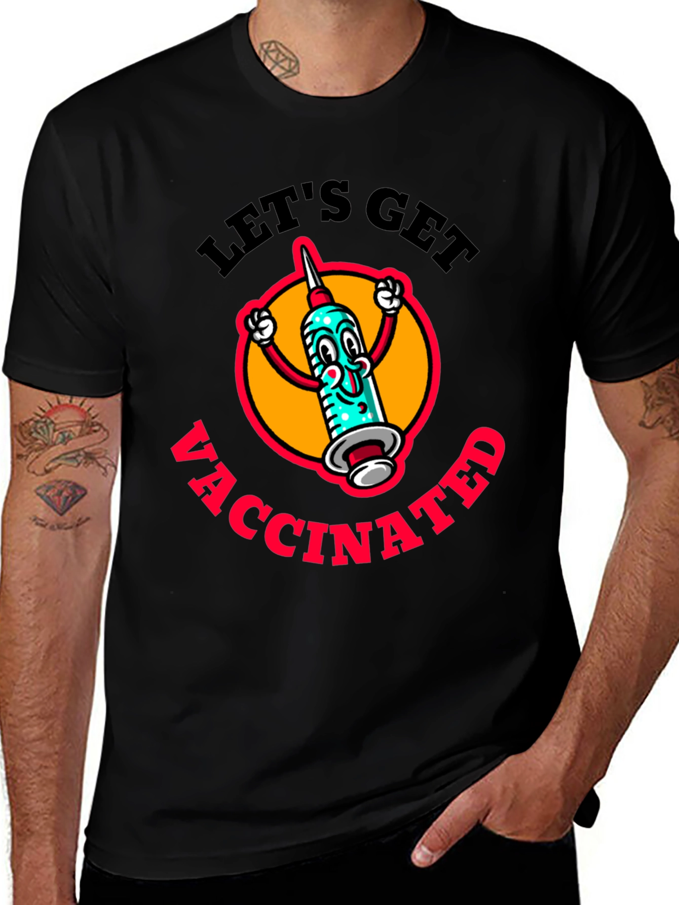 Vaccinated Cartoon Graphic T-Shirt