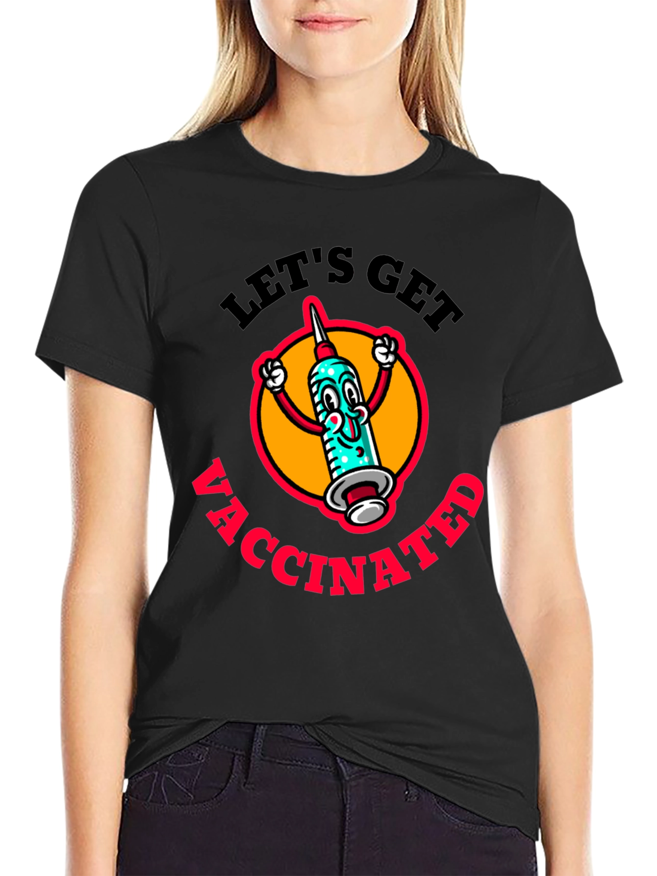 Vaccinated Cartoon Graphic T-Shirt